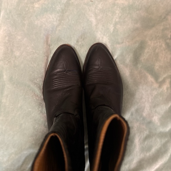 Vintage Western Black Leather Heeled Boots - Picture 6 of 8